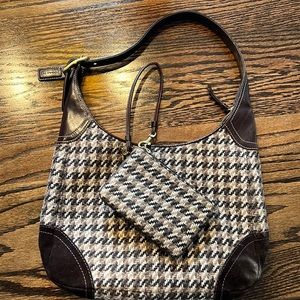 Coach Houndstooth Purse and Matching Wristlet